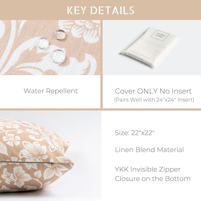 Crumbs Home Modern Farmhouse Fall Linen Indoor Outdoor Throw Pillow Cover Only