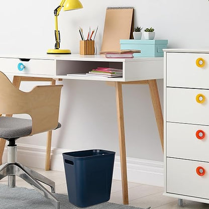 UUJOLY Plastic Small Trash Can Wastebasket, Garbage Container Basket for Bathrooms, Laundry Room, Kitchens, Offices, Kids Rooms, Dorms, 3.5 Gallon, Navy Blue