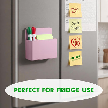 2 Pcs Magnetic Dry Erase Marker Holder for Whiteboard, Plastic Magnetic Pen Holder for Refrigerator Fridge, Magnet Pencil Cup for School Classroom, Locker Accessories, Pen Cup Organizer-Pink