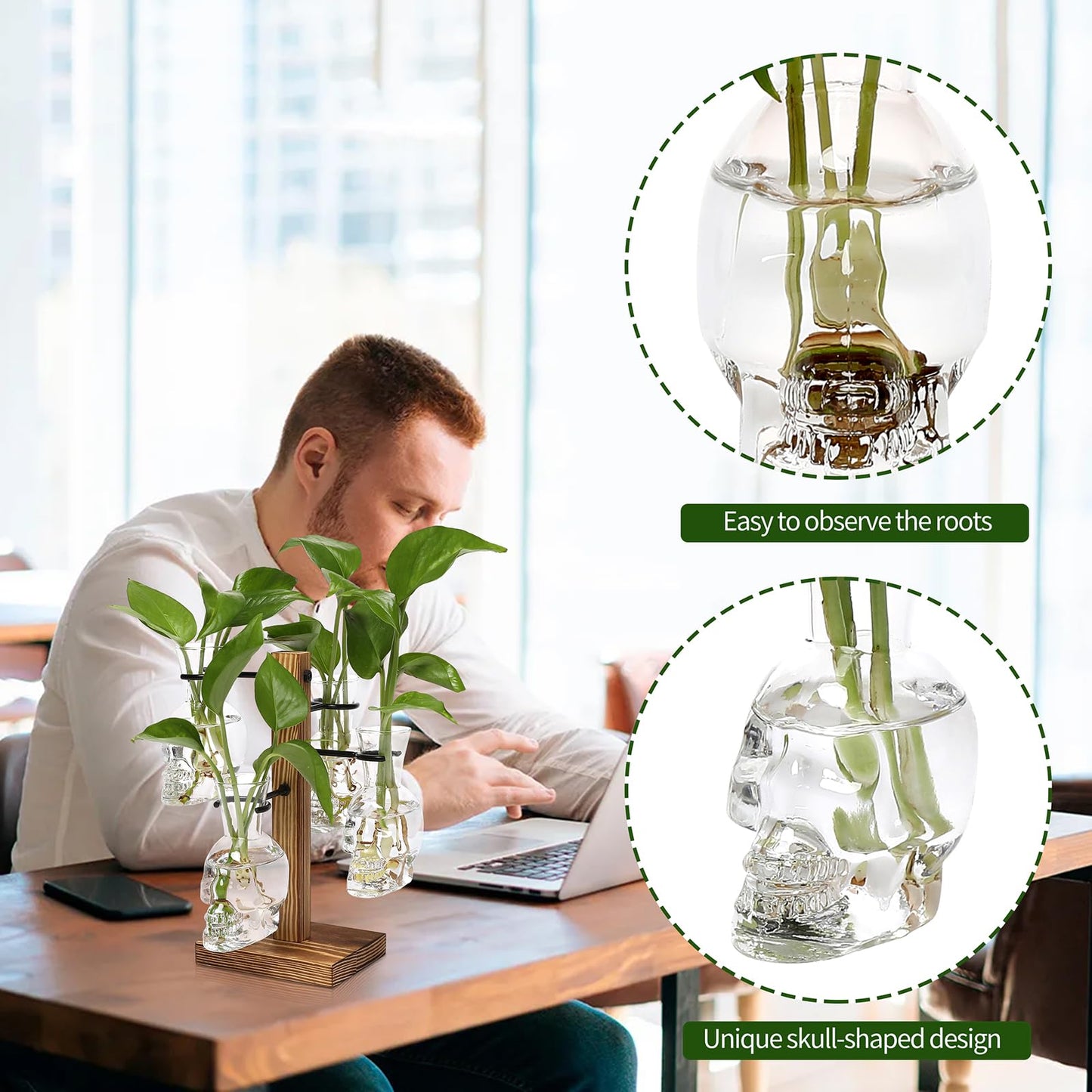 Plants Propagation Stations Skull Glass Propagation Birthday Gift for Women Garden Plant Lovers - 4 Skull
