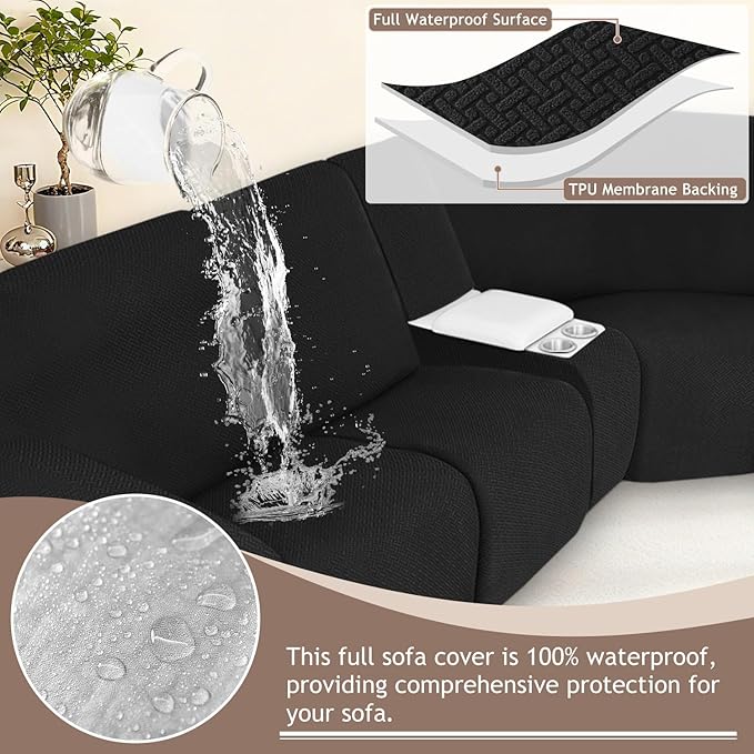 ALIECOM 100% Waterproof Recliner Sectional Couch Covers L Shape Stretch Corner