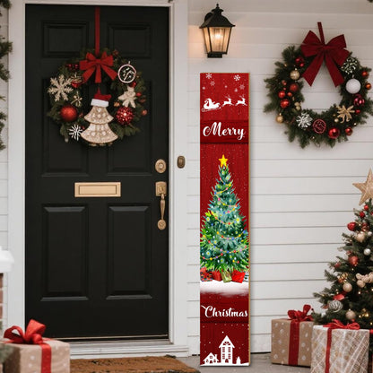 Merry Christmas Sign for Front Porch Standing, Reindeer Snowflake Wooden Sign, Xmas Welcome Porch Sign for Outdoor Yard Wall Decorations 47.2" H (Merry Christmas)
