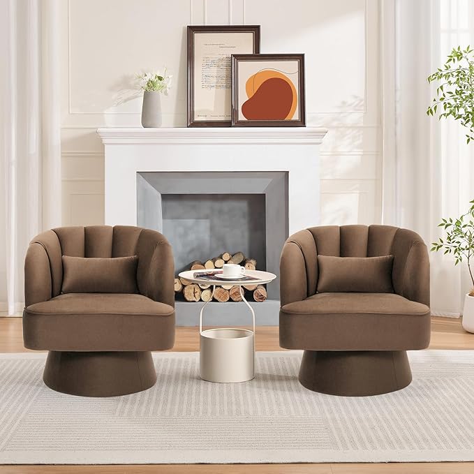 Garvee Ultra-Plush Swivel Accent Chair, 360° Barrel Lounge Chair