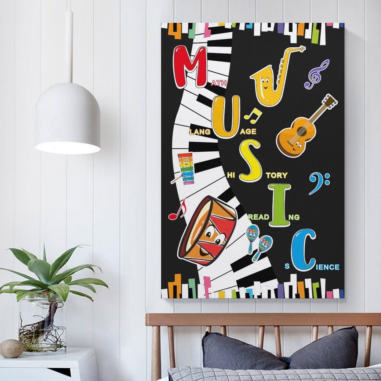 LINWDSB Music Themed Poster Musical Notes Wall Art Colorful Music Poster for Kids Students Classroom School Chalkboard Nursery Wall Back to School Supplies Unframe style 12x18inch(30x45cm)