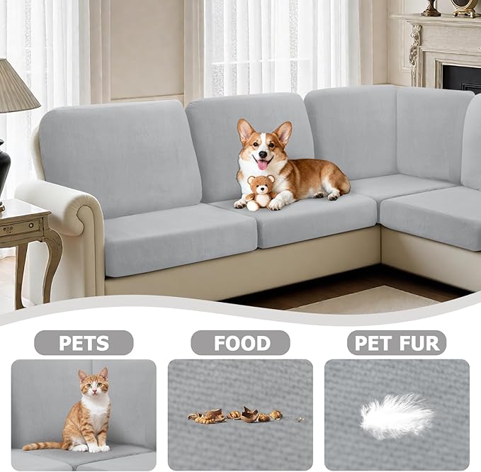 Arfntevss Velvet Corner Sectional Couch Covers Slipcovers L Shape Couch Cushion