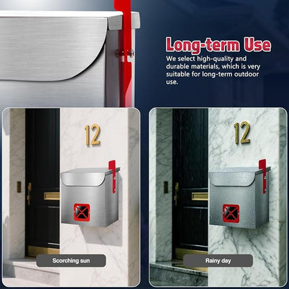 Stainless Steel Wall-Mount Mailbox for House,Rust-Proof Metal Mail Boxex, Large Capacity Post Box,Mailboxes for Outside(Triangle No Lock)