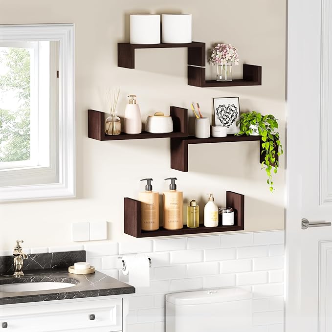 SRIWATANA Floating Shelves for Wall, Wall Shelves for Bathroom, Living Room