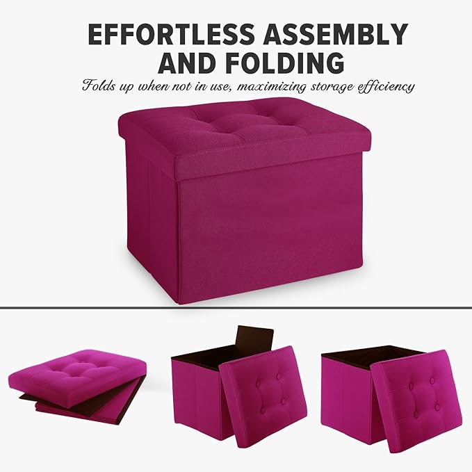 LINMAGCO Small Storage Ottoman Stool Foot Rest Stool Under Desk Stool Short