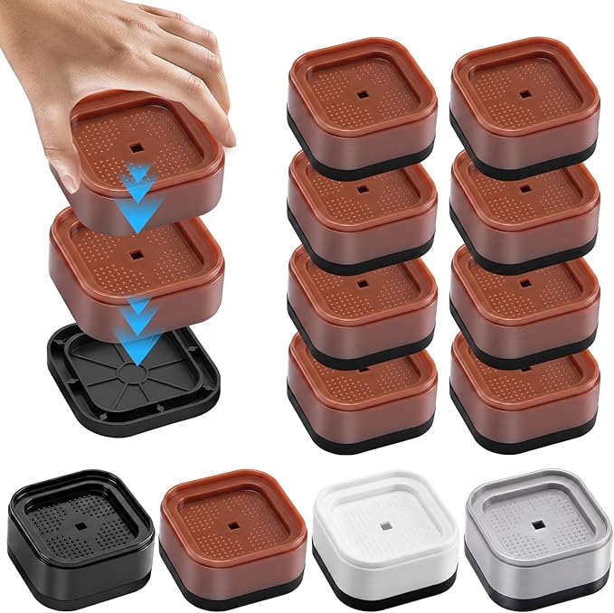 8 Pack Furniture Risers Adjustable Bed Risers Heavy Duty Lifts Height 1 or 2