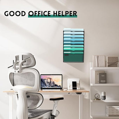 SUPEASY 8-Tier Wall File Organizer, Hanging Wall Files for Papers, Folders, Magazines, Wall Organizer for Clipboard, Assembly Needed, Black, 2 Pack