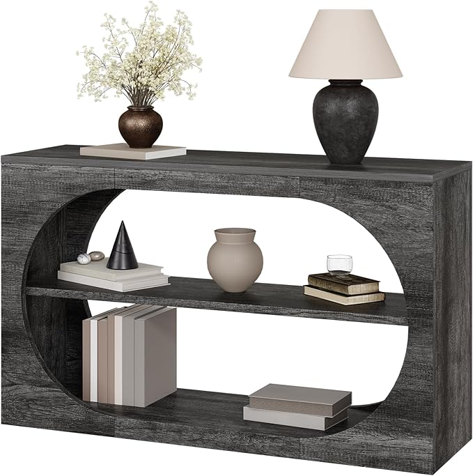 Console Table, 55-Inch Entryway Tables 3-Tier Wood Narrow Sofa Tables