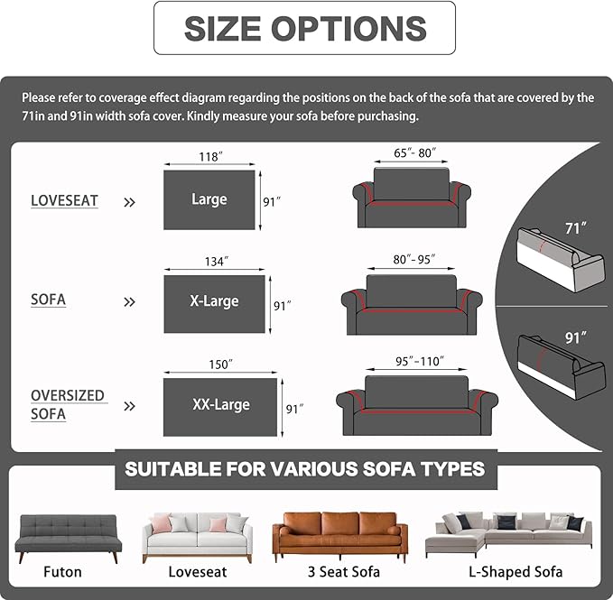 DREAMINGO Sofa Covers Washable Thick Chenille Couch Cover