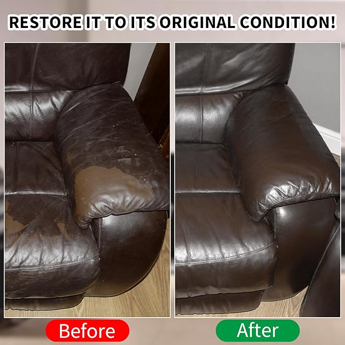 Leather Recoloring Balm, 8.5oz Leather Color Restorer, Dark Brown Leather
