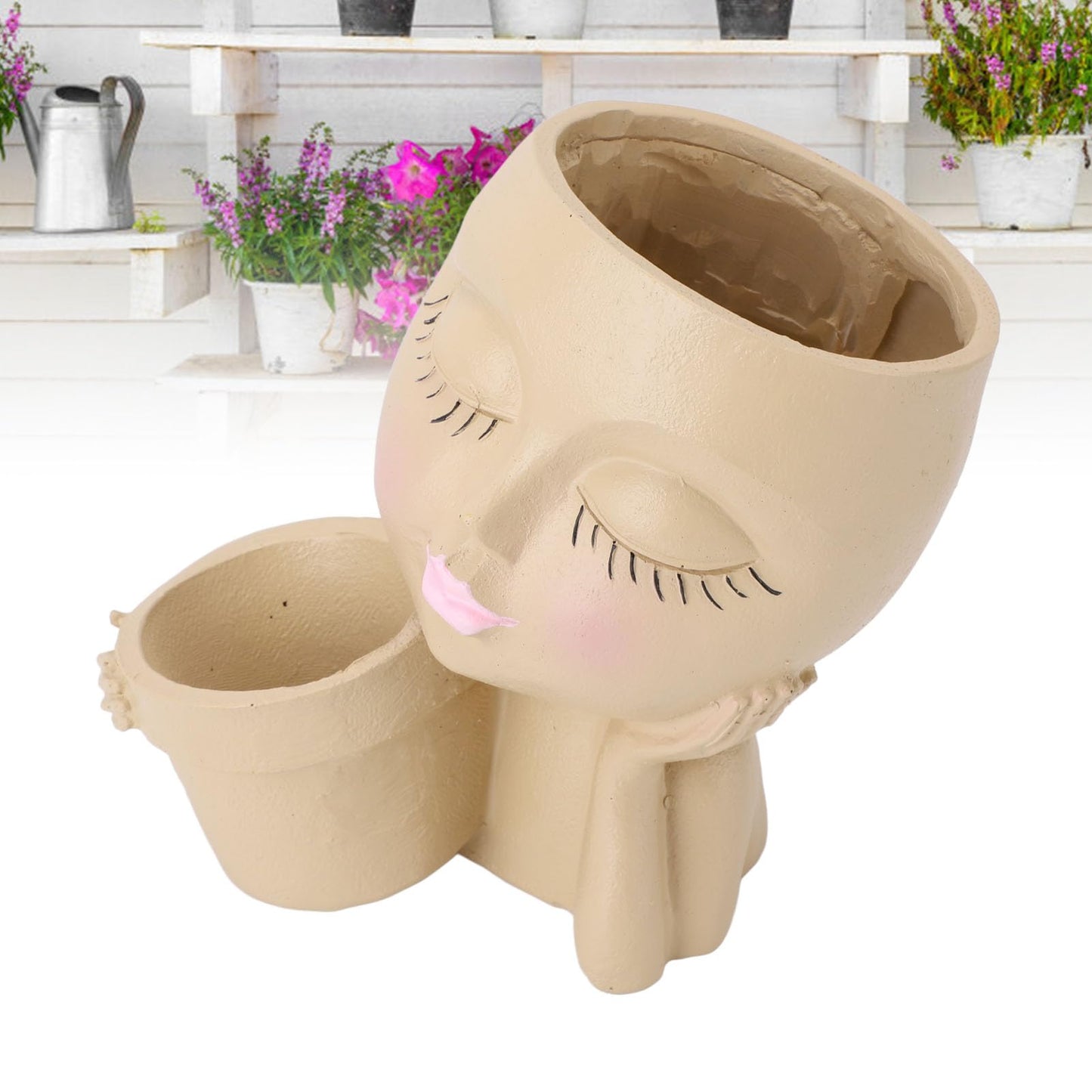 CDQL Face Resins Fade Proof Unique Planter Pot, Head Planter with Drainage Hole, Head Planter for Indoor Plants Decoration