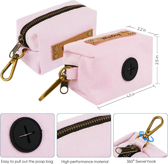Wisedog Waterproof Dog Collar and Leash Set, M, Pale Pinkish Purple | Adjustable Puppy Collar, Cute Tag, 5FT Leash, Includes Poop Bag, For Small Medium Large Dogs