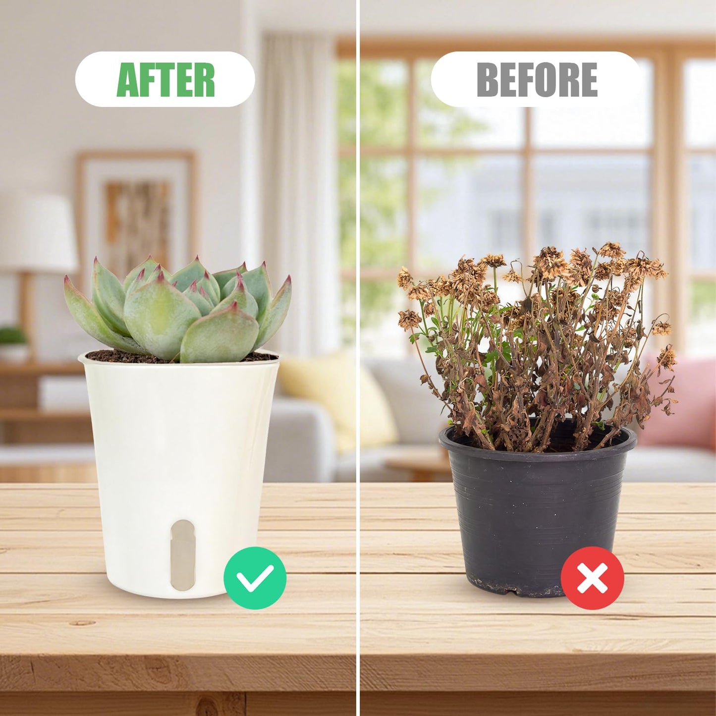 Canumer 35 Pcs 3-Inch Self Watering Pots for Indoor Plants, Plastic Planters with Water Level Indicator & Vent Holes, Ideal for Succulents, Herbs, and Flowers