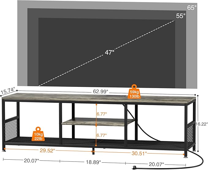 VECELO TV Stand with Power Outlets