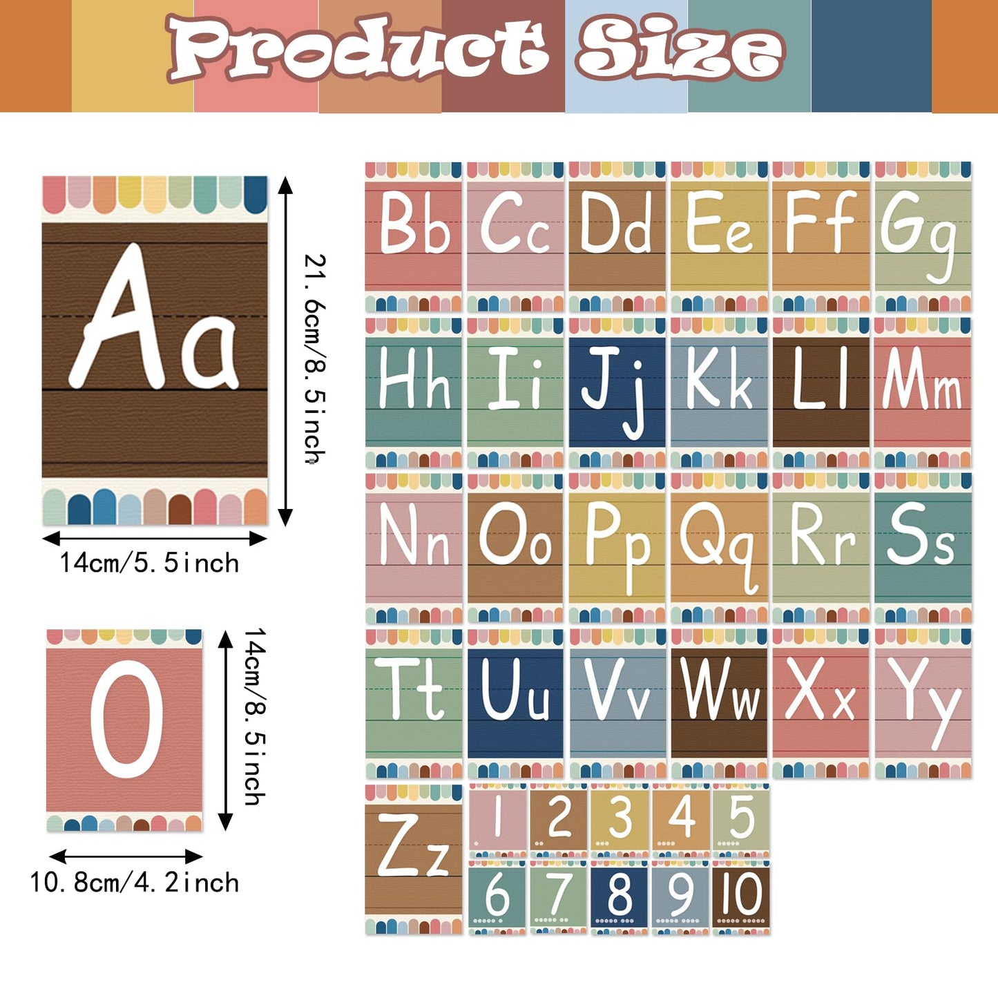 Adduster Bulletin Board Letters - ABC Alphabet Poster Classroom Decor Set Preschool English Poster Kindergarten/Primary School Classroom Wall Decor Daycare/Homeschool Supplies 10inx5.5in