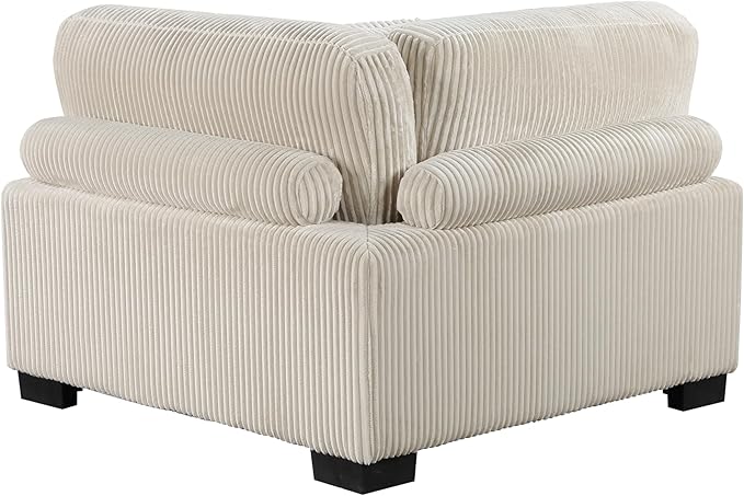 Modular Corner Seat, Plush Beige Corduroy Sofa, Customizable Living Room