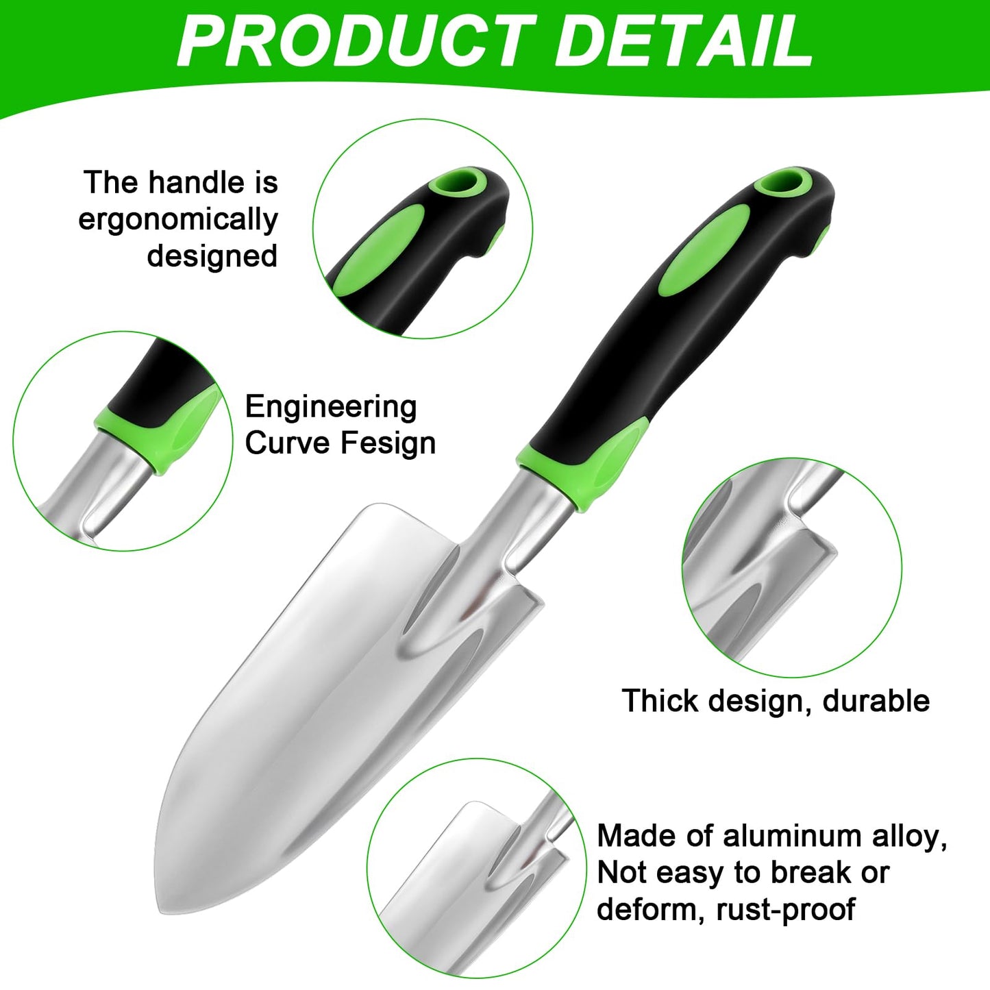 10 Pcs Garden Shovel Aluminum Alloy Heavy Duty Trowel Garden Tool Small Shovels for Digging Metal Hand Trowel Spade with Soft Handle for Lawn Yard Farm Home Shop Planting