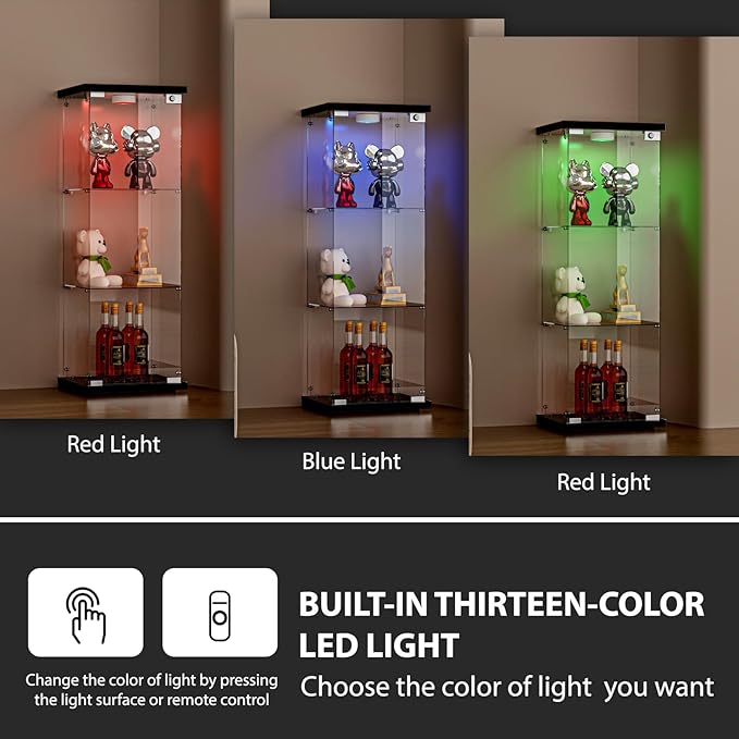 FANYUSHOW 3-Shelf Glass Display Cabinet