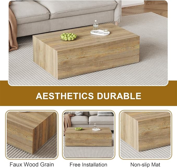 Coffee Table for Living Room Table, Modern Wood Coffee Table, Center Table for