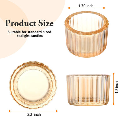 GOLDEAL Gold Round Tealight Candle Holders,Set of 24 Thick Glass Tea Light Candle Holder Decor,Candlestick for Wedding Decor,Party,Baby Shower Party,Bridal Shower Party,Table Centerpiece, Home Décor