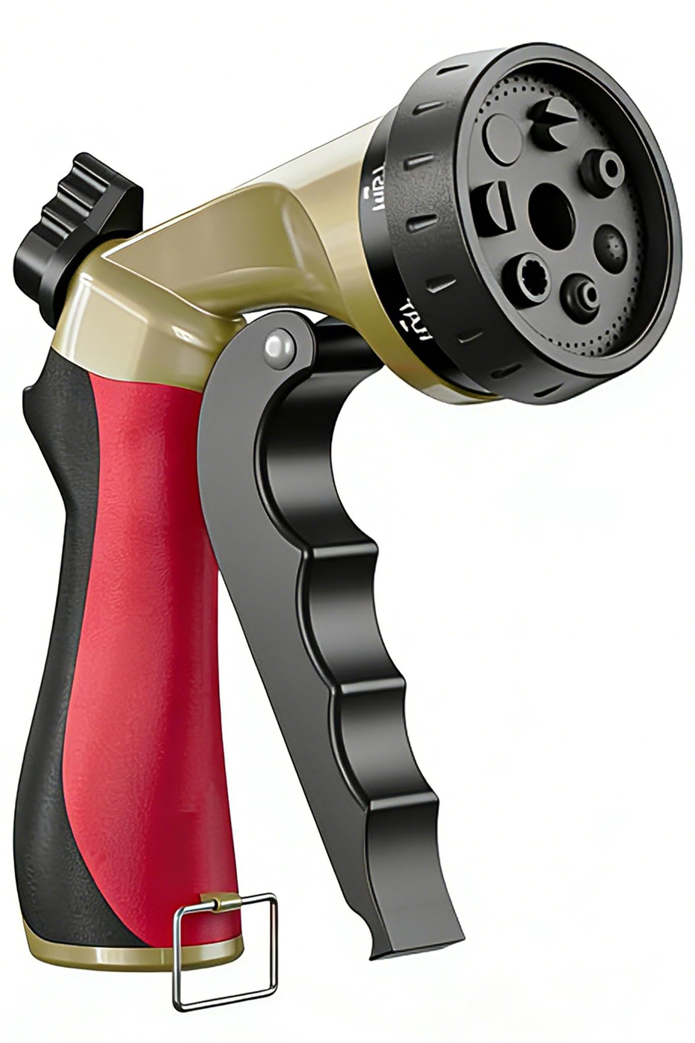 Metal Garden Hose Nozzle with 8 Spray Patterns, Full Shower Sprayer Nozzle with Thumb Control for Outdoor Lawn & Plant Watering, Car & Pet Washing, Red