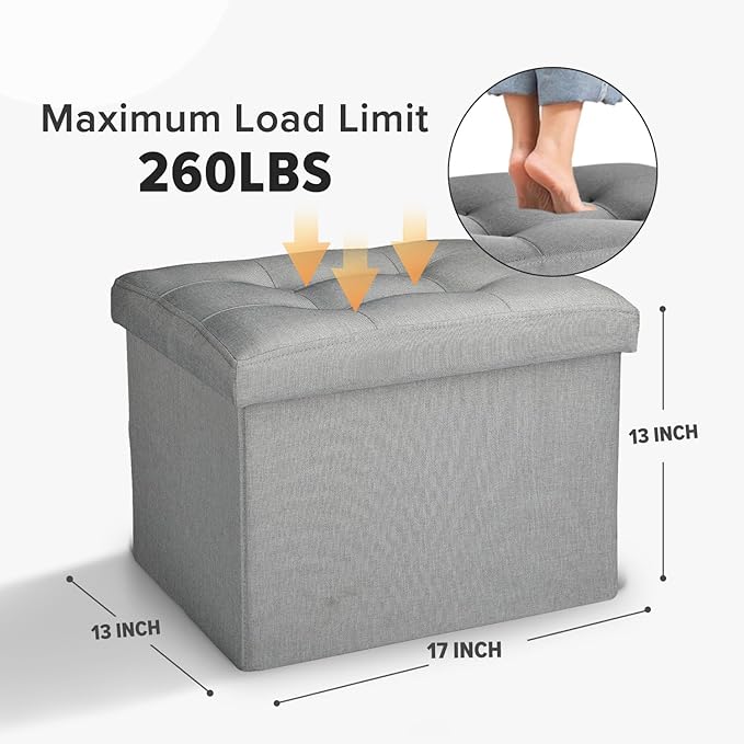 LINMAGCO Small Storage Ottoman Stool Foot Rest Stool Under Desk Stool Short