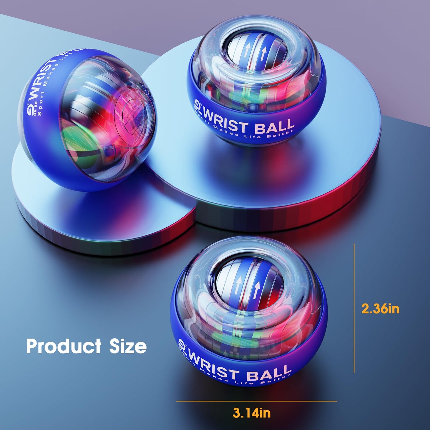 Wrist Trainer Ball Auto-Start Gyroscopic Forearm Exerciser Gyro Ball for Strengthen Arms, Fingers, Bones and Muscles