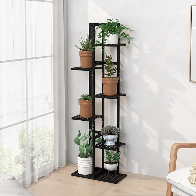 Laiensia Bamboo Plant Stand Rack 6 Tier, Indoor&Outdoor Planter Display Shelves
