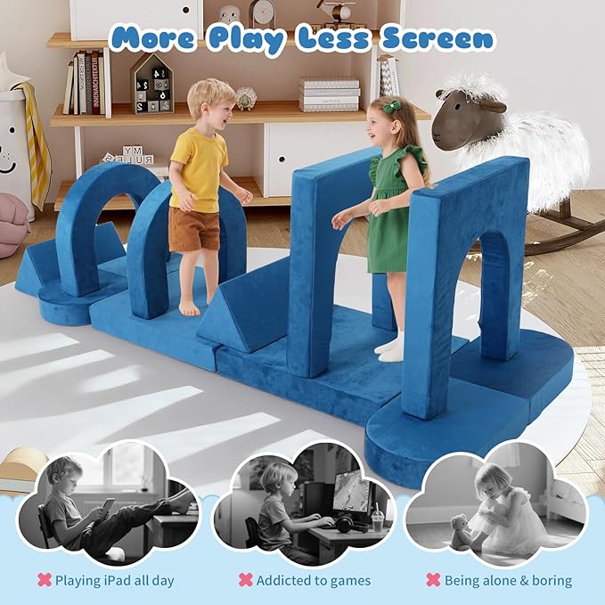 12 Pcs Modular Kids Play Couch, Toddler Couches That Fold Out, Plush Foam Chair