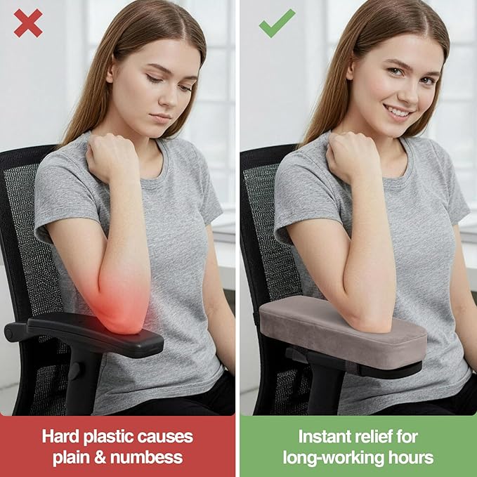 Smiry Ergonomic Office Chair Armrest Pads, Memory Foam Arm Rest Covers