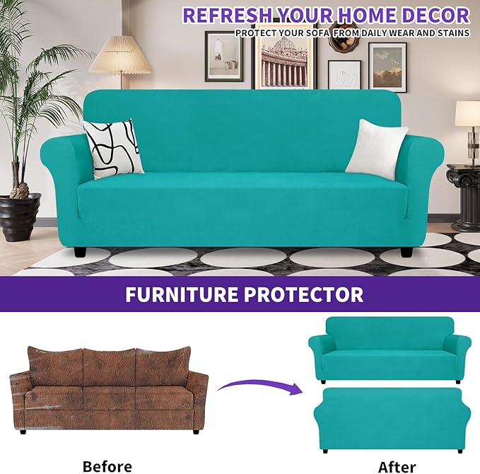 ZNSAYOTX Oversized Super Stretch Couch Cover, New Striped Sofa Covers