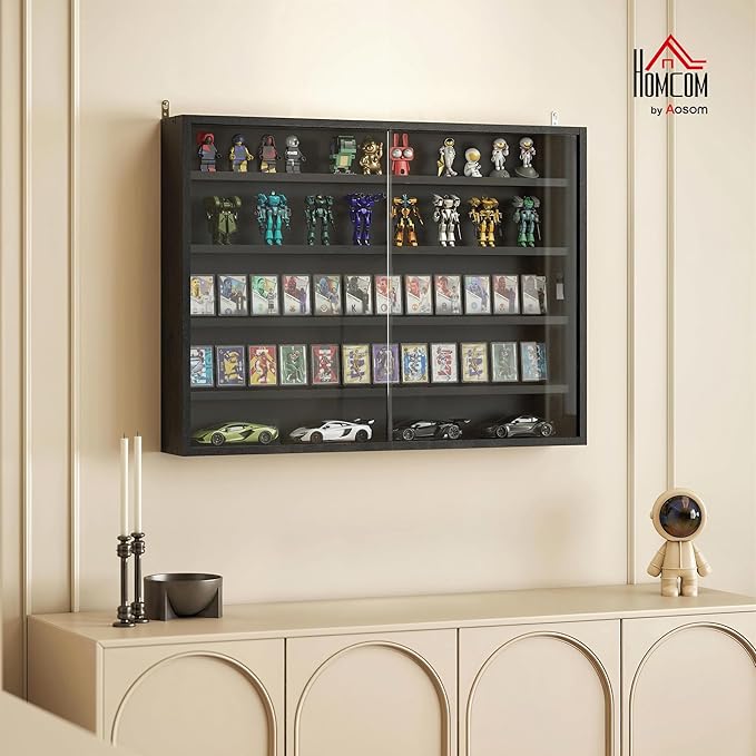 HOMCOM 5-Tier Display Cabinet, Glass Door Cabinet