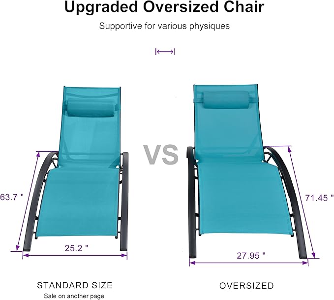 PURPLE LEAF Patio Oversized Chaise Lounge Chair Set