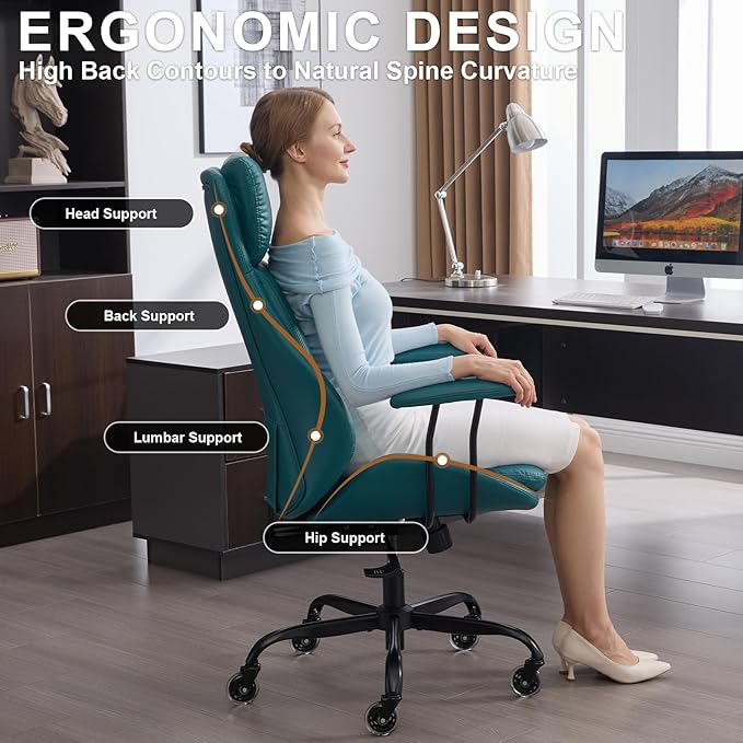 E-Motie Office Chair, Leather Desk Chair