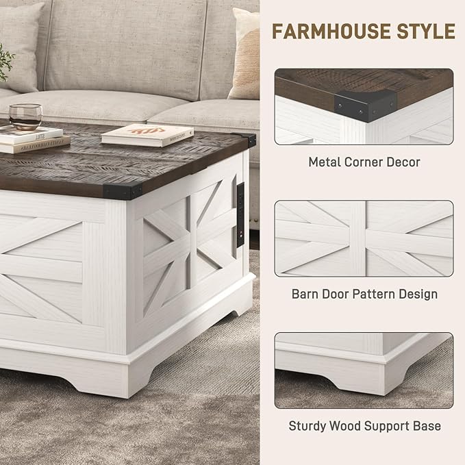 Hlivelood 36" Farmhouse Movable Lift Top Coffee Table