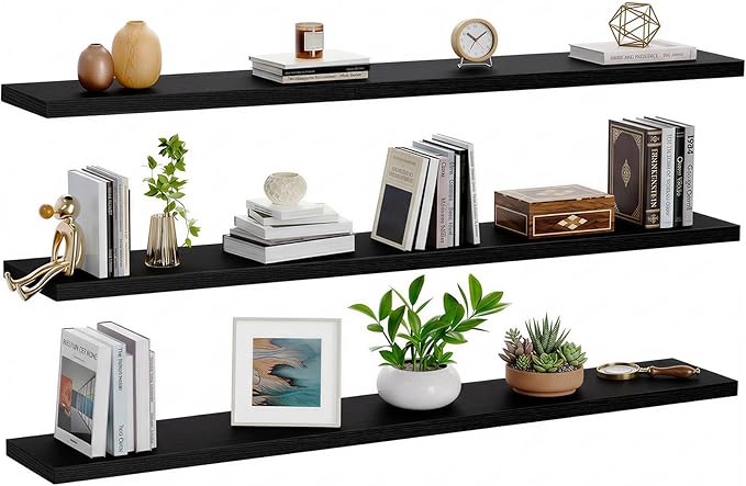 AMADA HOMEFURNISHING 47.2" L Floating Shelves, Wall Shelves Set of 3