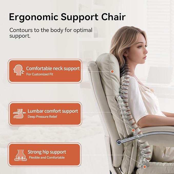LEAGOO Office Chair with Foot Rest, Ergonomic Executive Office Chair with Arms