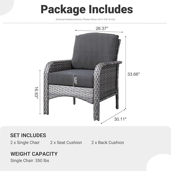 ovios 2-Piece Patio Furniture Set, Outdoor Wicker Sofa