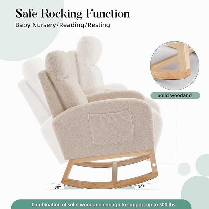 GAOMON Rocking Chair Glider for Nursery, Comfy Rocker Nursery