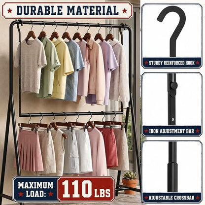 OPKING Hanging Closet Rod Extenders Adjustable Width & Height Space-Saving, 1Pack Black