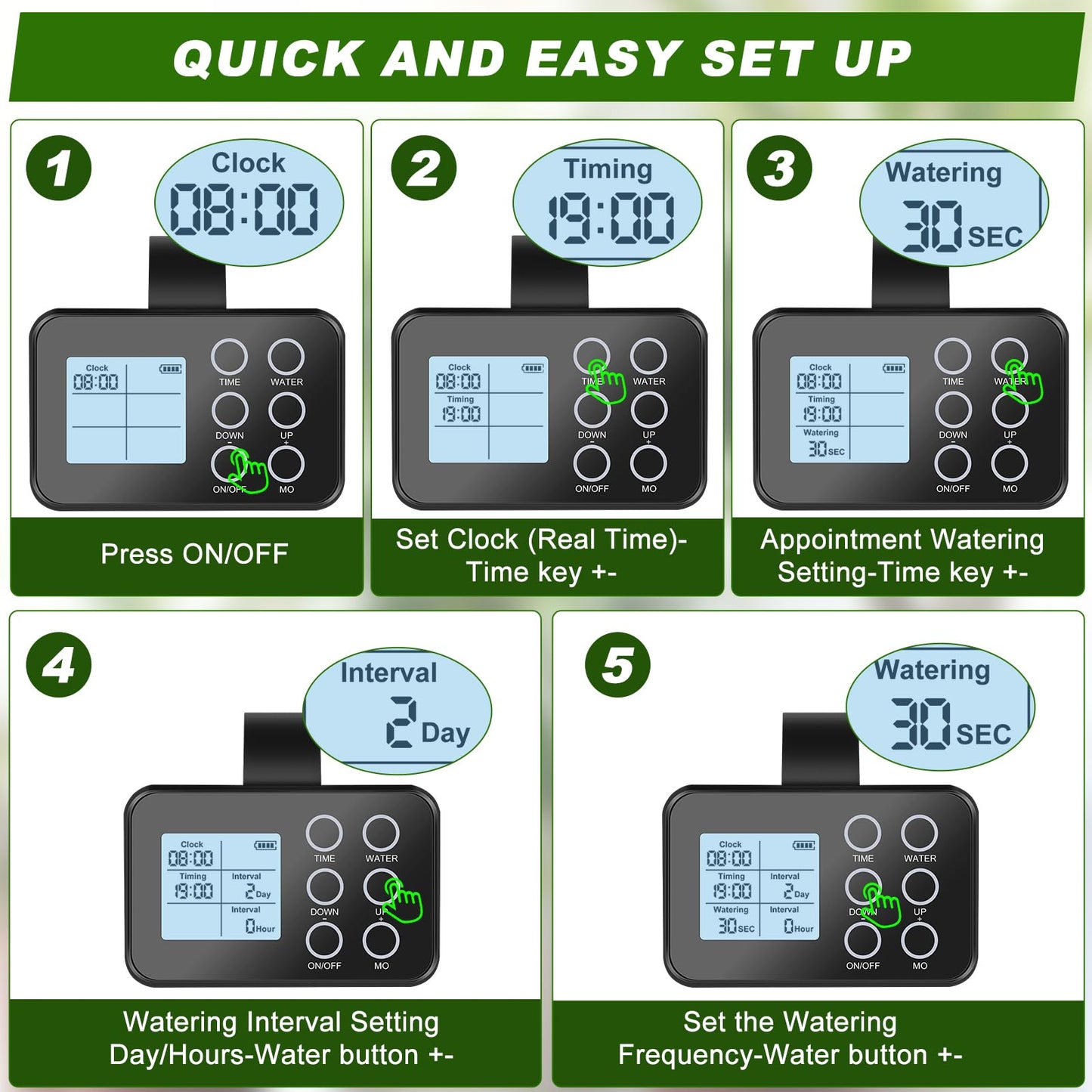 Automatic Plant Waterer Indoor: Drip Irrigation System with Large Display, Easy Programming, Vacation Plant Watering Devices for 15 Potted Plants, New Upgraded Christmas Tree Watering System