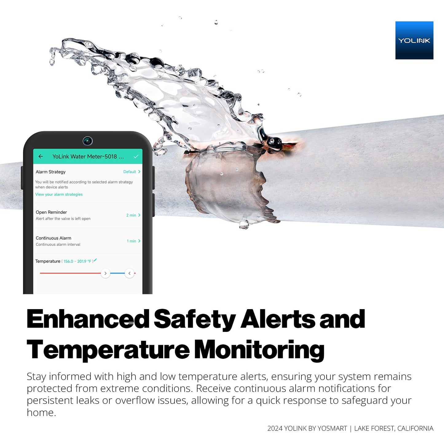 YoLink FlowSmart All-in-One: Smart Water Meter & Shutoff for 0.5'' Pipes, NSF Certified, Real-Time Leak Detection, App-Controlled, 10+ Year Battery, YoLink Hub Included – YS5018