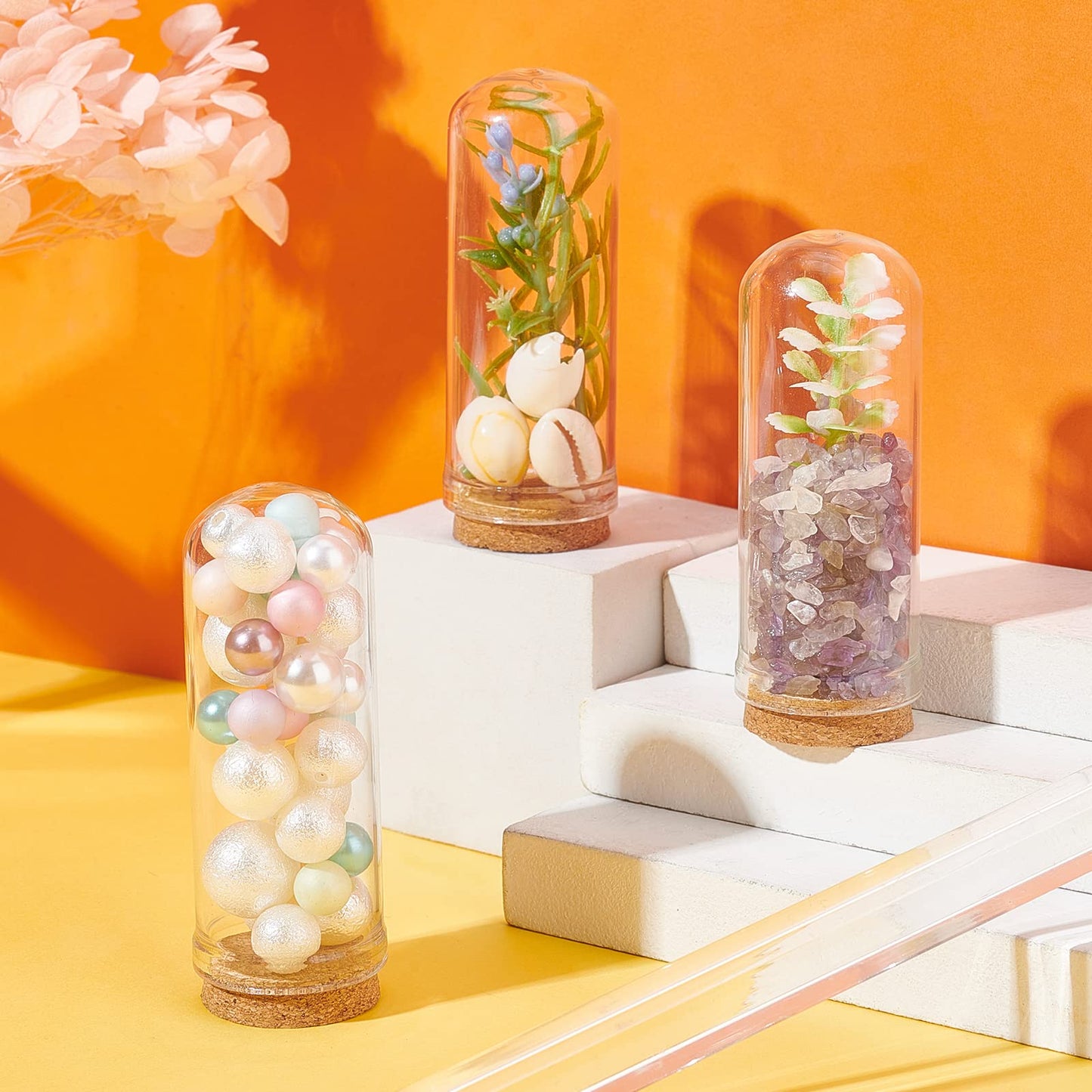PH PandaHall 10pcs Glass Display Dome Cloche 20ml Display Bottles Bell Jar with Cork Base Glass Decoration Bottles for Wedding, Fairy Party Favors, Crafts, Christmas Decorations 1.1x2.8inch