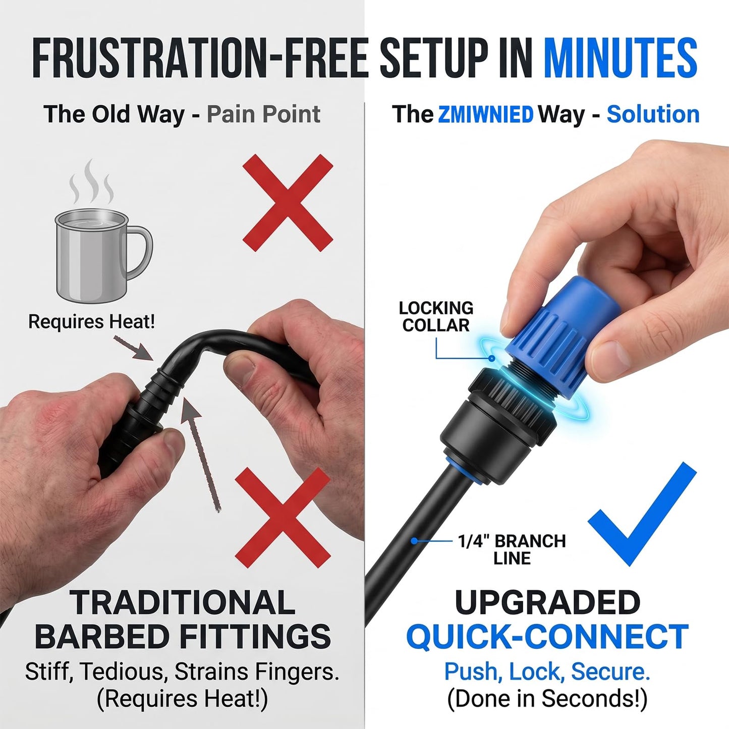 Drip Irrigation Kit – 230FT Automatic Garden Watering System with Quick-Connect 1/4" & 1/2" Fast-Lock Tubing, Adjustable Nozzles & Sprinklers for Greenhouse, Lawn, Potted Plants