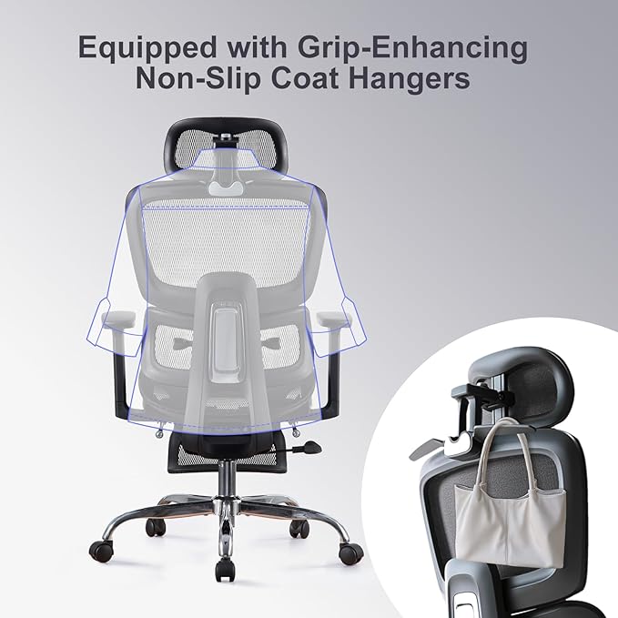 Office Chair with Footrest, Ergonomic Chair with 3D Headrest, Computer Chair