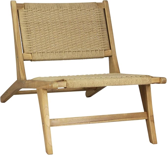 JONATHAN Y Parker 23.6" x 36.2" Solid Teak Wood Woven Yarn Accent Bohemian