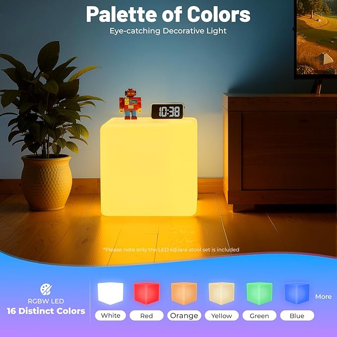 Rechargeable LED Cube Chair, 16 Colors Remote Conctrol Glow Furniture Stool